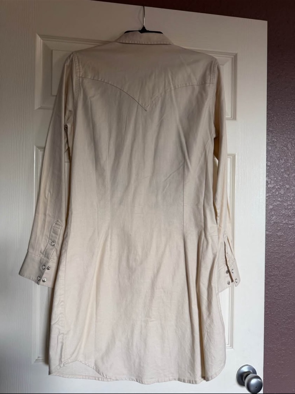 Wrangler Cream Long-Sleeve Embroidered Shirt Dress - Picture 3 of 3